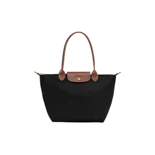 Longchamp Le Pliage Original Tote Bag M In Recycled Canvas With Gold Hardware Black | ของแท้ ตรวจสอบโดย SASOM