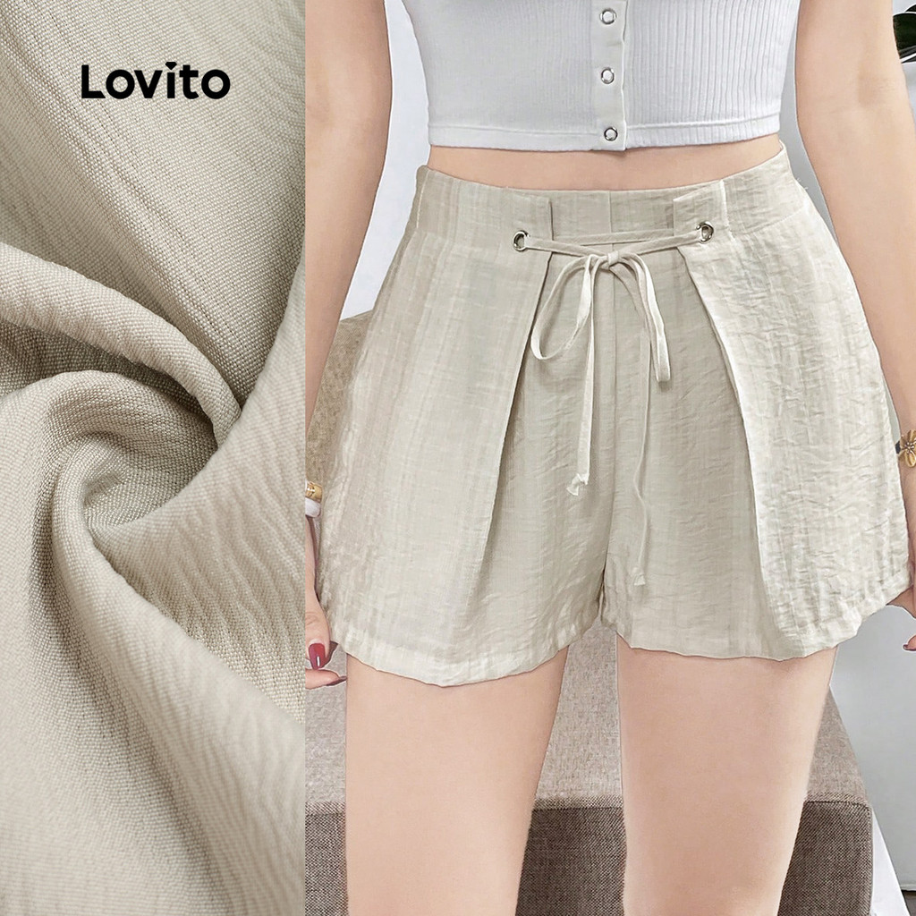 Lovito Laced-Up Casual Spring Summer Ladies Shorts STB155P2D031