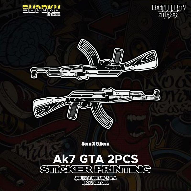 สติ๊กเกอร์พิมพ์ลาย AK7 GTA 2 ชิ้น VIRAL FYP AESTHETIC