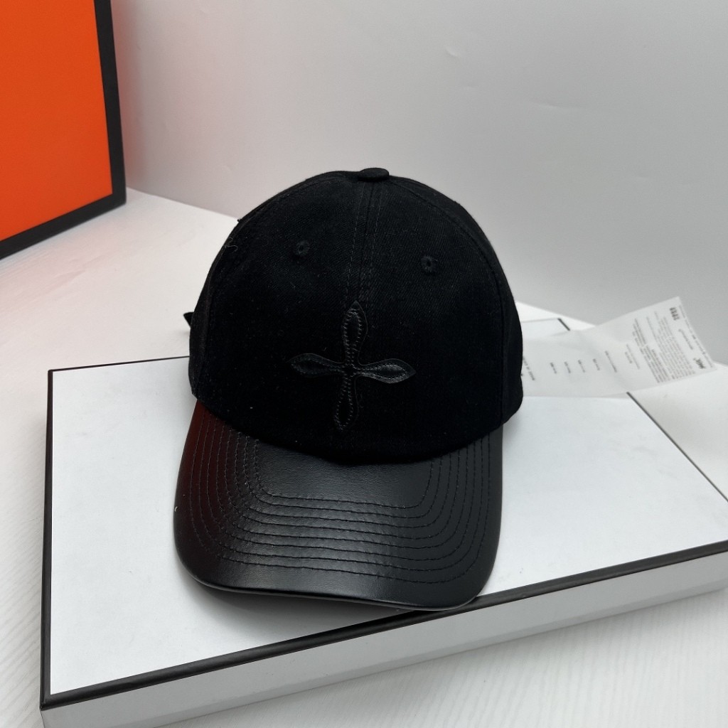 SMFK หมวกเบสบอลปักโลโก้หนังสีดําผู้ชายผู้หญิงสไตล์เดียวกันของฉัน