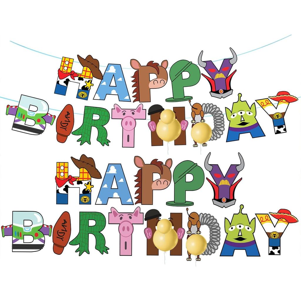 การ์ตูน Story Happy Birthday Banner Party ตกแต่งอุปกรณ์สําหรับชายหญิง 1st 2nd 3rd 4th 10th Birhday P
