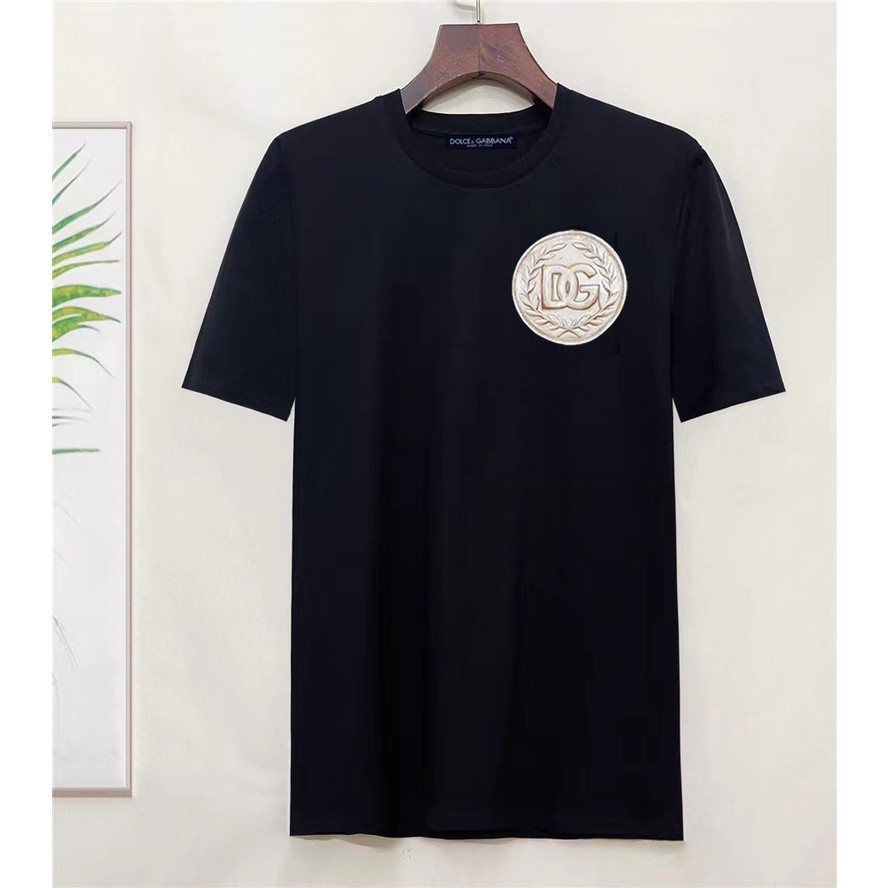 D0LCE&GABBA ผู้ชายฤดูร้อนหน้าอกโลโก้พิมพ์ผ้าฝ้ายลูกเรือคอแขนสั้นเสื้อยืด S-4XL