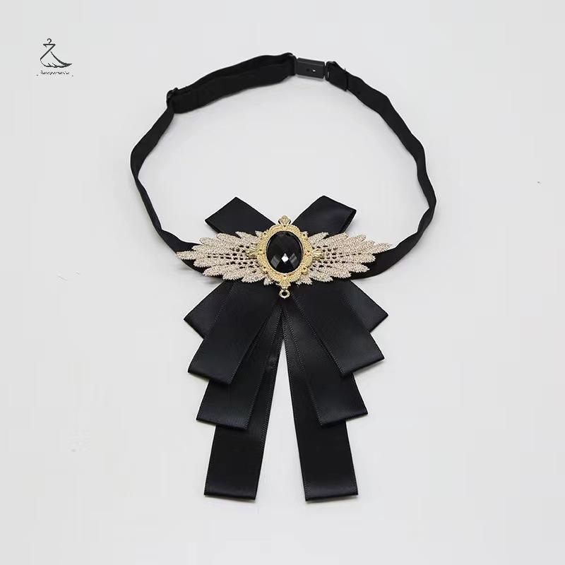 เนคไทโบว์แบบVintage Chic หรูหรา มีเข็มขัดคล้องคอถอดออกได้ MCL7717