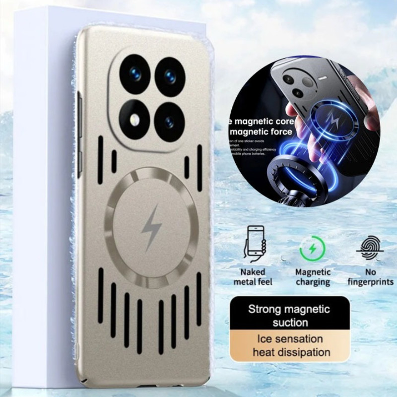 การกระจายความร้อนเคสชาร์จไร้สายแบบแม่เหล็กสําหรับ Xiaomi Redmi Note 15Pro 15 14 Pro + Plus ฝาครอบป้องกันพีซีแบบแข็งบางเฉียบ