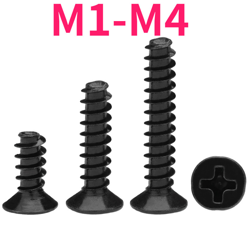 KB cross countersunk head หางแบน self-sting สกรูของเล่นเหล็กคาร์บอนสีดํา, สกรูไฟฟ้า M1-M4999-MB