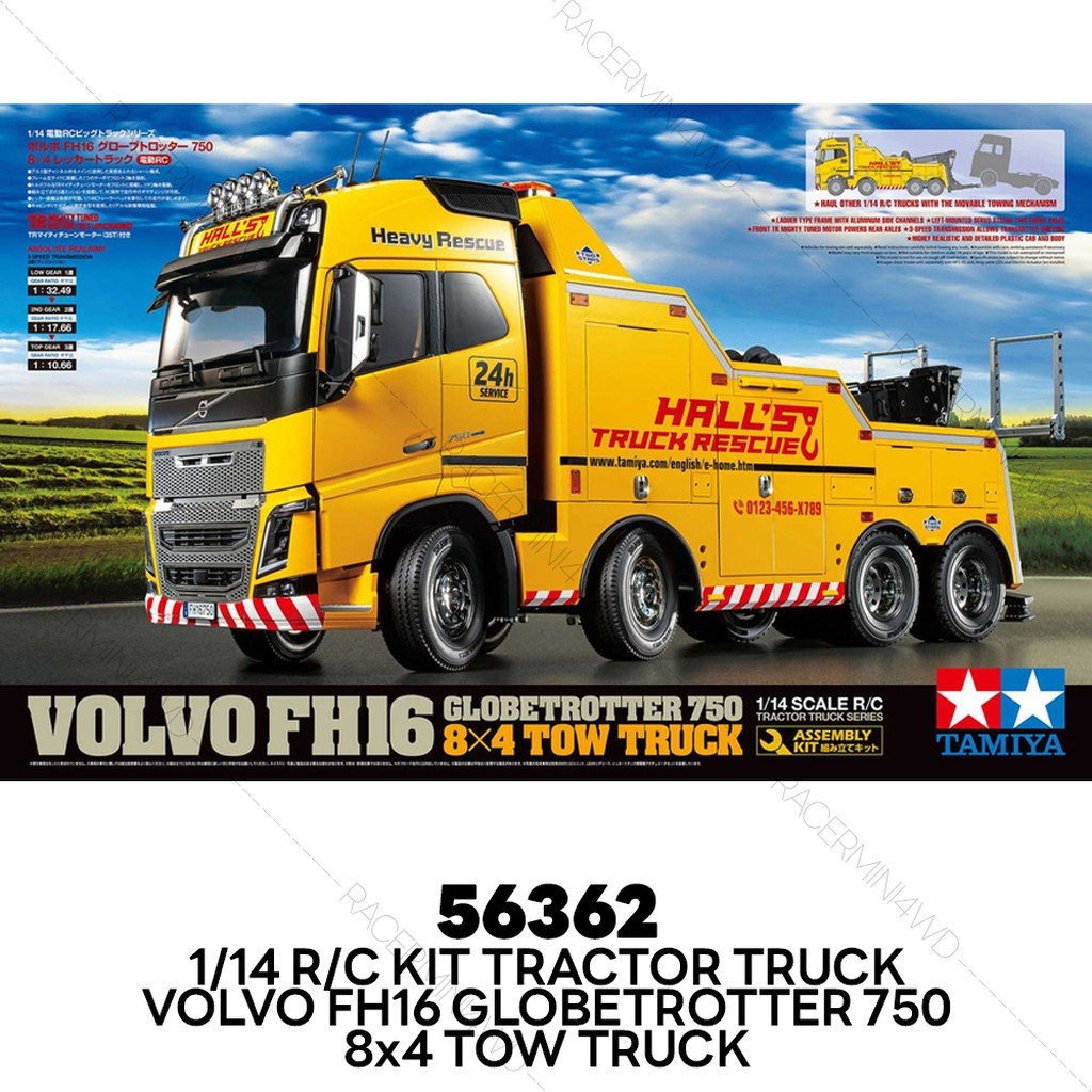 TAMIYA 56362 R/C Kit 1/14 Volvo FH16 Globetrotter 750 8x4 Tow Truck