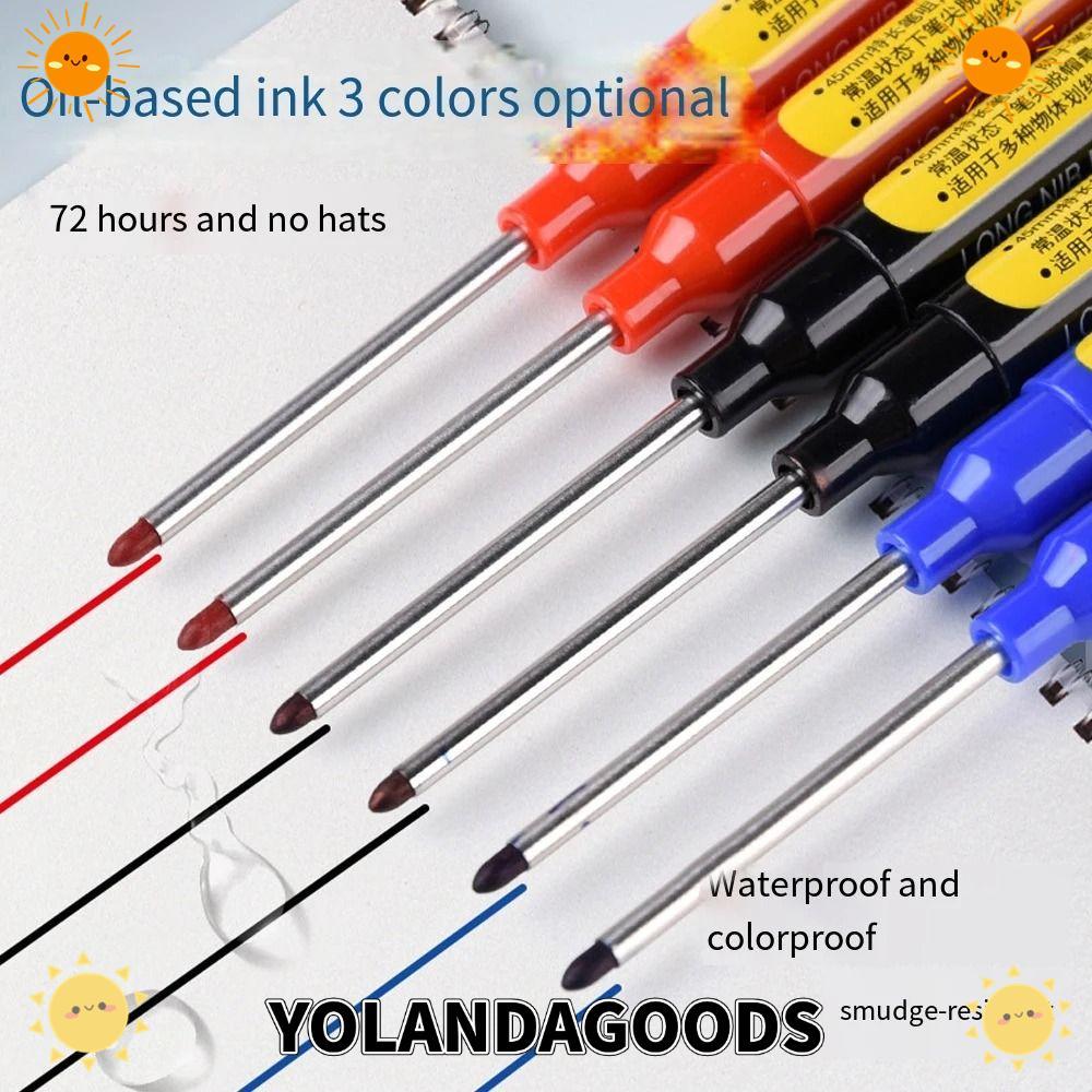 YOLANDAGOODS1 ปากกามาร์กเกอร์ขยายรูลึก,เครื่องหมายสีกันน้ํายาว Nib หัวปากกามาร์กเกอร์,มัลติฟังก์ชั่น 45 มม.ช่างไม้สีสันสดใส