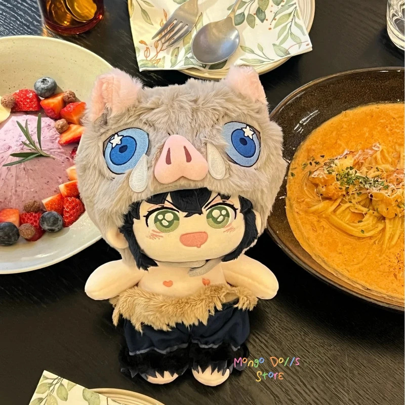 Stuffed 20cm Anime Demon Slayer Hashibira Inosuke Figure Cosplay Cotton Doll Body Toys Cute Gifts fo