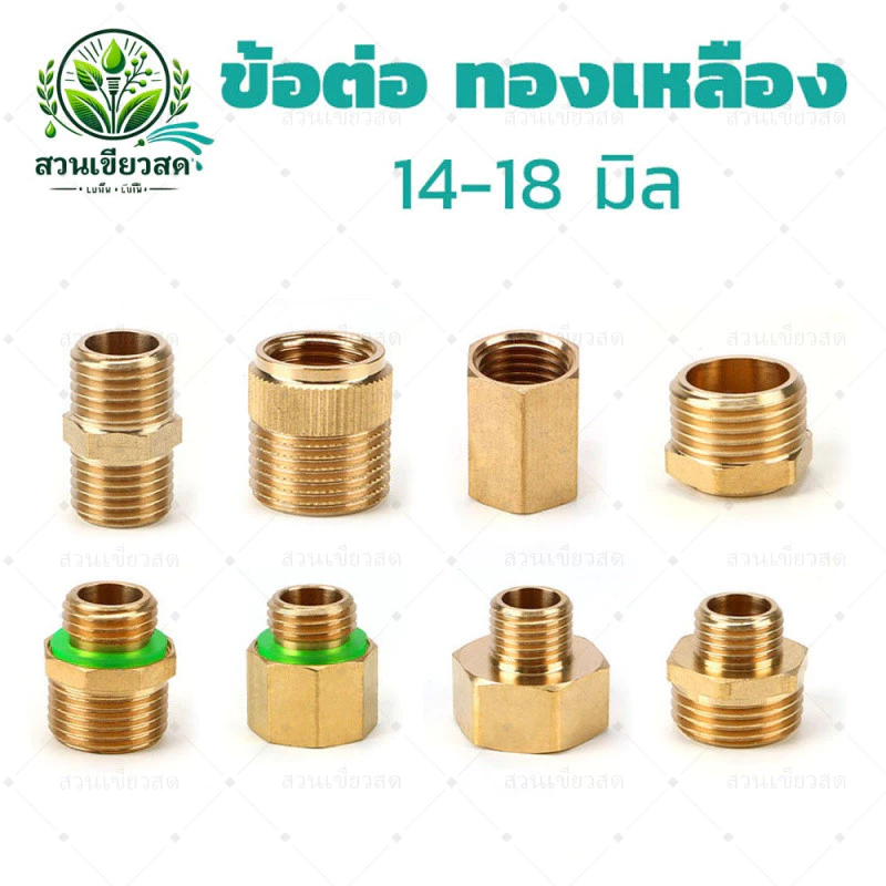 ข้อต่อ ทองเหลือง ข้อต่อทด 14/18 มิล ข้อต่อแปลงสายพ่นยามือบีบ (ข้อต่อมอเตอร์ปั้ม) เกลียวต่อปั้มพ่นยาแบตเตอรรี่
