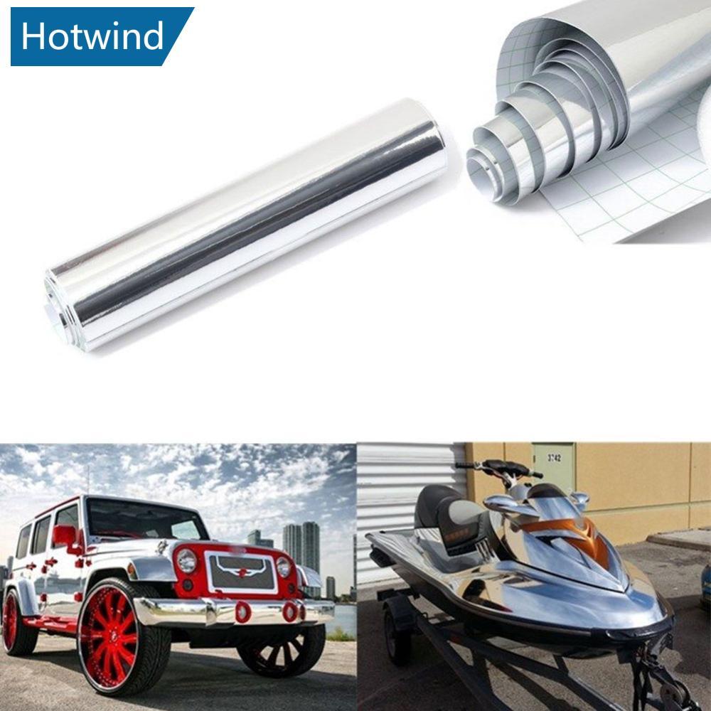 HW 1 PC 152 ซม.เงิน Chrome กระจกไวนิลห่อฟิล์มรถสติกเกอร์ Decal แผ่น Bubble ฟรี 8x60 R7T3