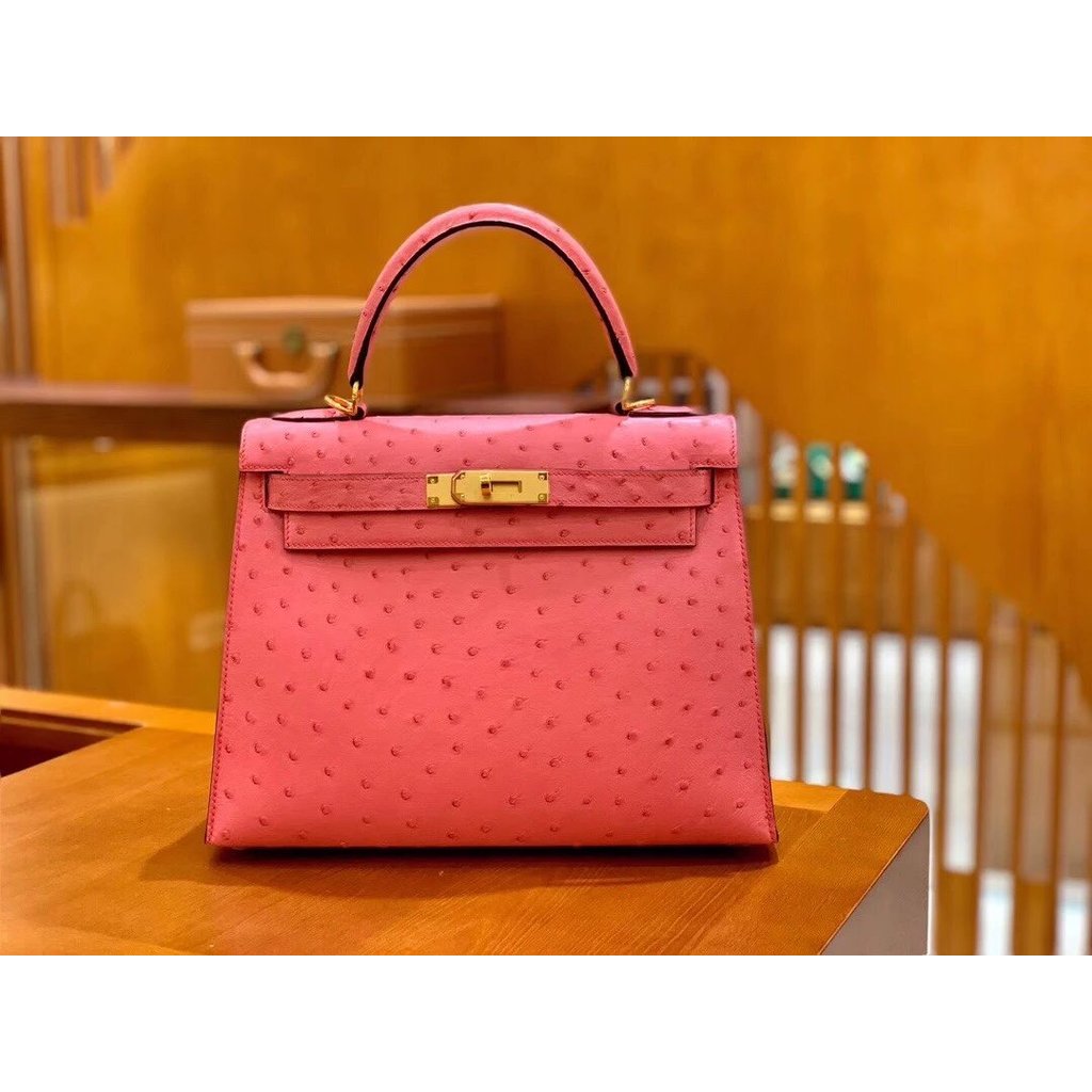 กระเป๋าถือ Kelly 28cm หนังแท้จากแอฟริกาใต้ Hand-sewn แบบคล้องไหล่