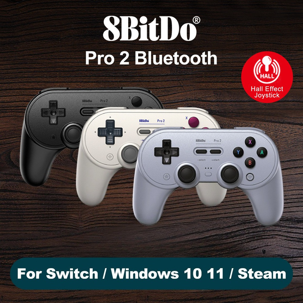 8BitDo Pro 2 เกมแพดบลูทูธพร้อมจอยสติ๊กเอฟเฟกต์ห้องโถงสําหรับ NS Switch 2,1, PC, macOS, Android, Stea