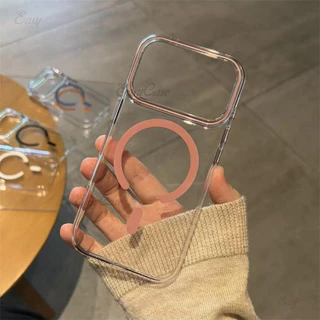 Ins minimalist Magnetism เคสแข็งโปร่งใสสําหรับ iPhone 17 16 15 14 ProMax กันลื่นและป้องกันการตกกระแทกฝาหลัง
