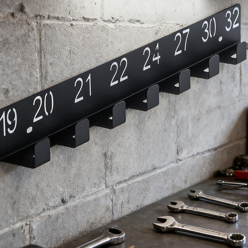 AMZ สีดําโมเดิร์นติดผนังเครื่องมือ Organizer Heavy Duty การออกแบบเหล็กประแจ Rack สําหรับ Workshop Storage Holder อุปกรณ์เสริม - รูปที่ 5