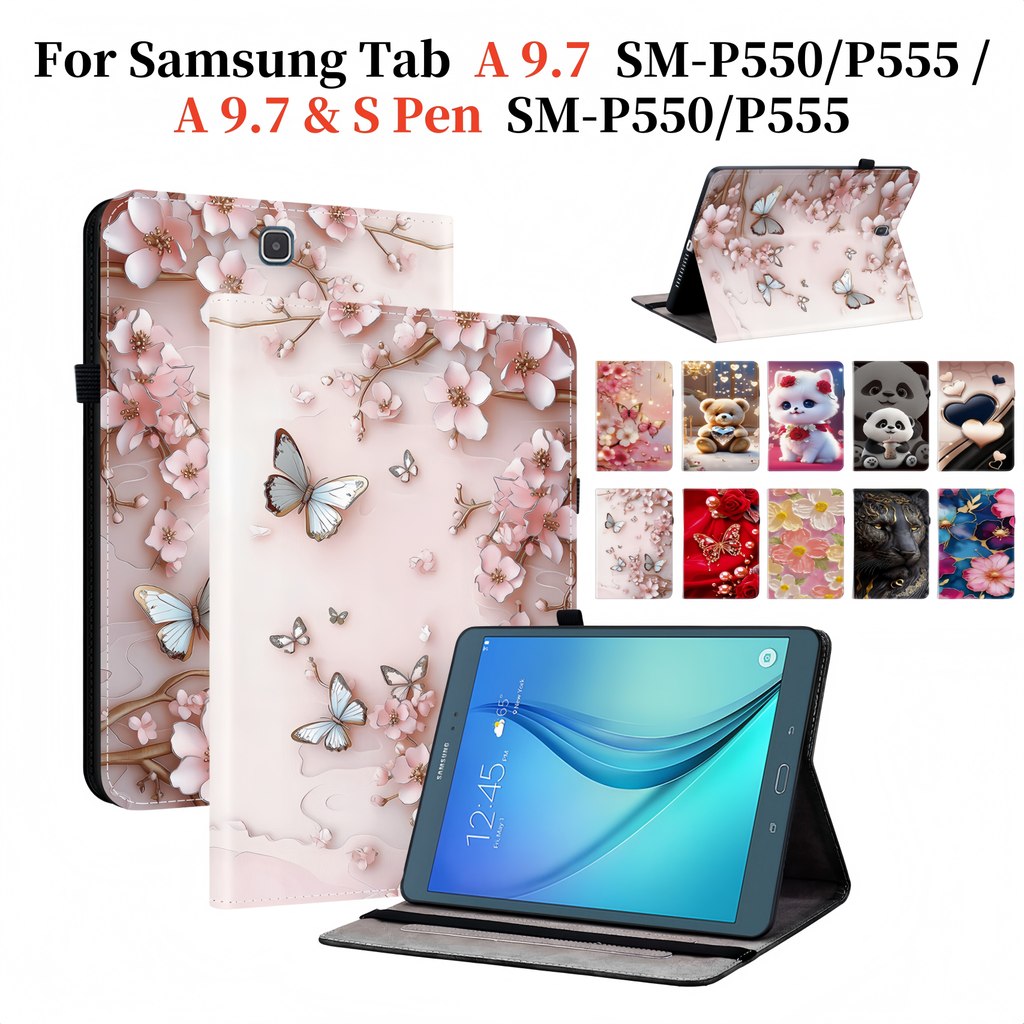 สําหรับ Samsung Galaxy Tab A 9.7 & S ปากกา SM-P550 SM-P555 SM-T555 SM-T550 LTE WiFi คุณภาพสูงหนังฝาค