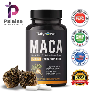 PSLALAE Maca Root Capsules บรรจุมาคราดํา มาคราแดง และสารสกัดจากรากมาคราเหลือง 1500 มก. - 30/60/120 แคปซูล ผลิตในอเมริกา