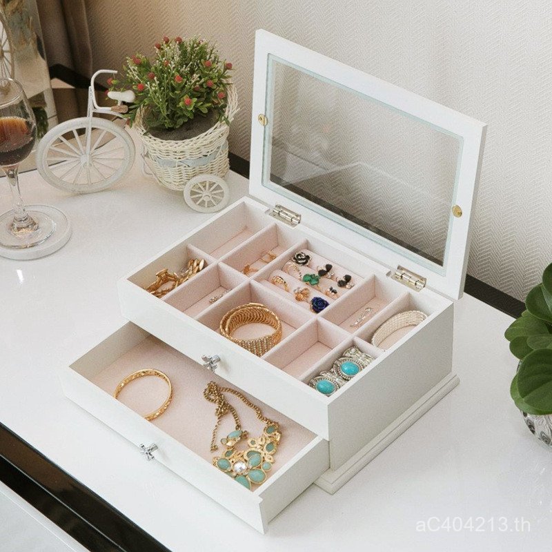 เครื่องประดับสองชั้นอุปทานโดยตรงกล่องเครื่องประดับสร้อยคอผู้ผลิตหอพักห้องนอนอุปกรณ์เครื่องประดับไม้ก