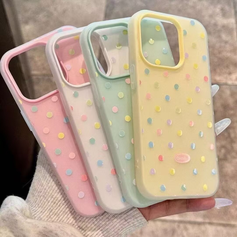 สีสัน Polka Dot น่ารัก Macaron 2-in-1 Jelly เคสโทรศัพท์สําหรับ Galaxy S25 S24 S23 S22 Ultra Plus S20 S21 S24 FE 2-in-1 การออกแบบที่เรียบง่ายกันกระแทกปกหลัง