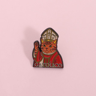 เข็มกลัดแมวน่ารักแบบคาทอลิก ออกแบบตามความเชื่อ ทำจากโลหะพร้อ…