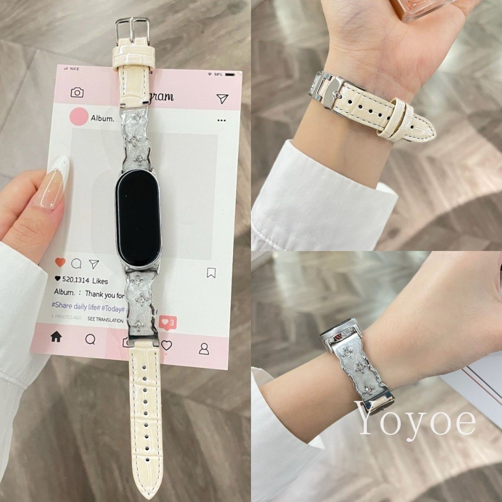 แฟชั่นโลหะเงาสร้อยข้อมือสําหรับ เสี่ยวหมี่ ไมล์ วงดนตรี 11 10 9 8 7 6 5 4 3 ไมล์band 10มือโปร 8 มือโปร ปรับสายนาฬิกา
