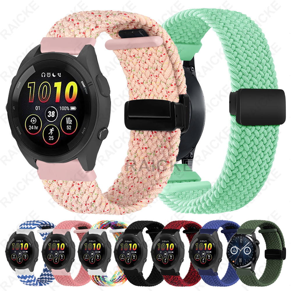สายนาฬิกาไนลอนระบายอากาศได้พร้อมเข็มกลัดแม่เหล็กสําหรับผู้เบิกทาง Garmin 265S / 265S Music / 255S / Venu 3s / Venu 2s / Vivomove 3S / Vivoactive 4S