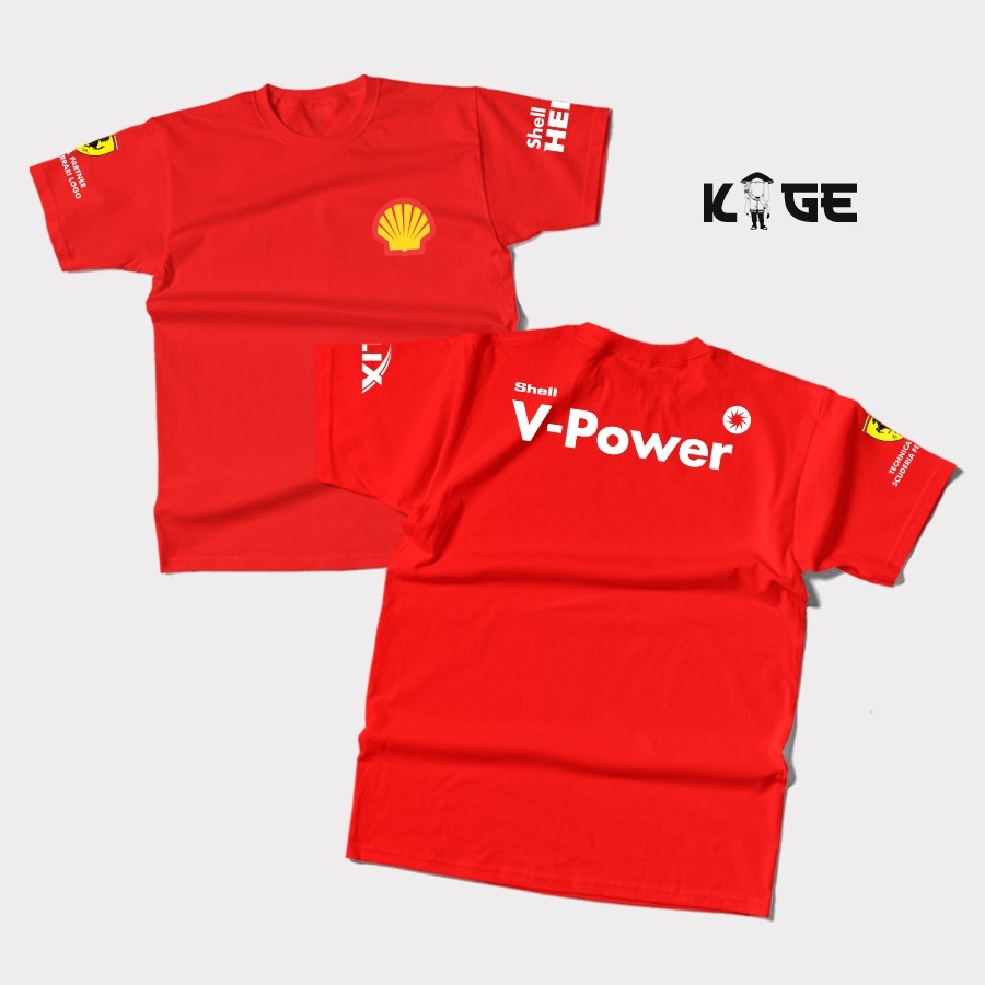 เสื้อยืดผู้ชาย SHELL V POWER Distro - Viral Shell Power Uniform T-Shirt - เสื้อยืด Ferrari เทคนิคกลศาสตร์สถานีแก๊ส เสื้อยืด KAGE