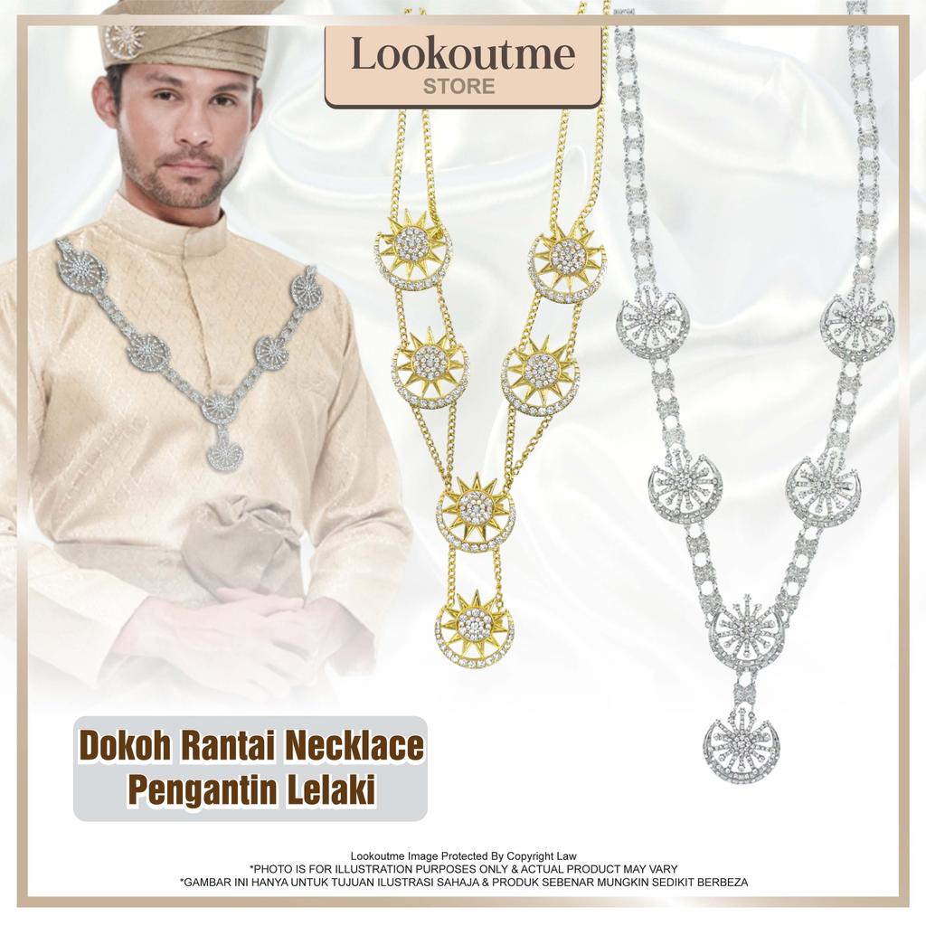 Lookoutme Doh Rantai สร้อยคอ Pengantin Lelaki Bulan Bintang เข็มกลัด Kahwin แบบดั้งเดิม Baju Melayu 
