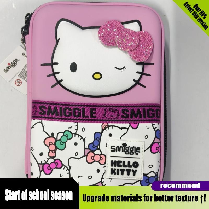 Clearance Australian Smiggle กล่องเครื่องเขียน Hello Kitty กล่องดินสอ Kitty Cat มัลติฟังก์ชั่นความจุ