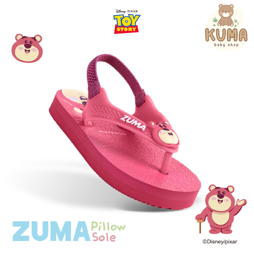 MERAHLotso Zuma Baby Pink Berry, Rubber Baby Flip Flops with Back Strap, Pink