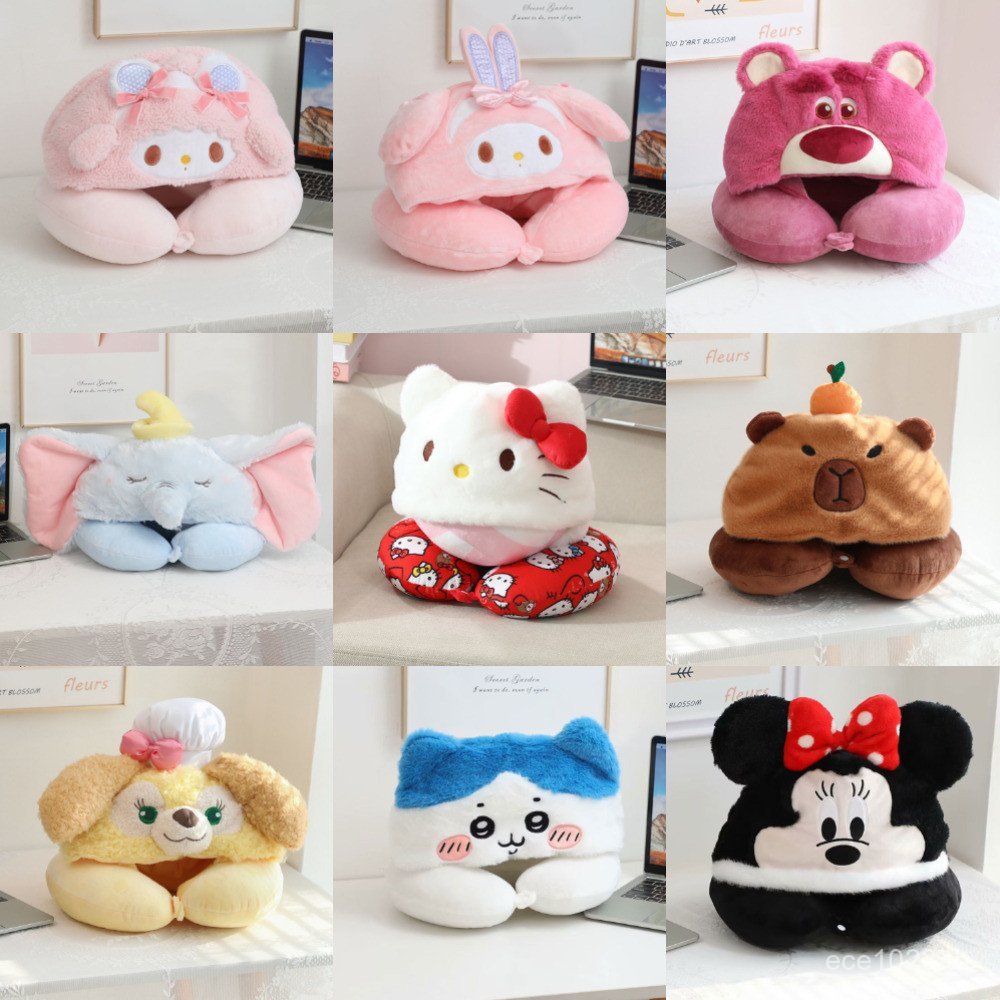 ญี่ปุ่นนอนรูปตัวยูหมอนสัตว์คอหมอนแรเงาคลุมด้วยผ้าเดินทางรถคอการ์ตูน มีประโยชน์ เครื่องมือหมอนน่ารัก 