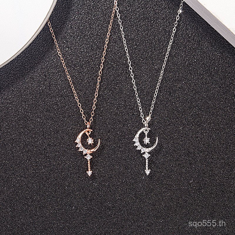 สร้อยคอสไตล์อินฟลูเอนเซอร์ Fairy Star เงินสเตอร์ลิง ประดับเพชร-synthetic สายคล้องคอดีไซน์สวยงาม R64X