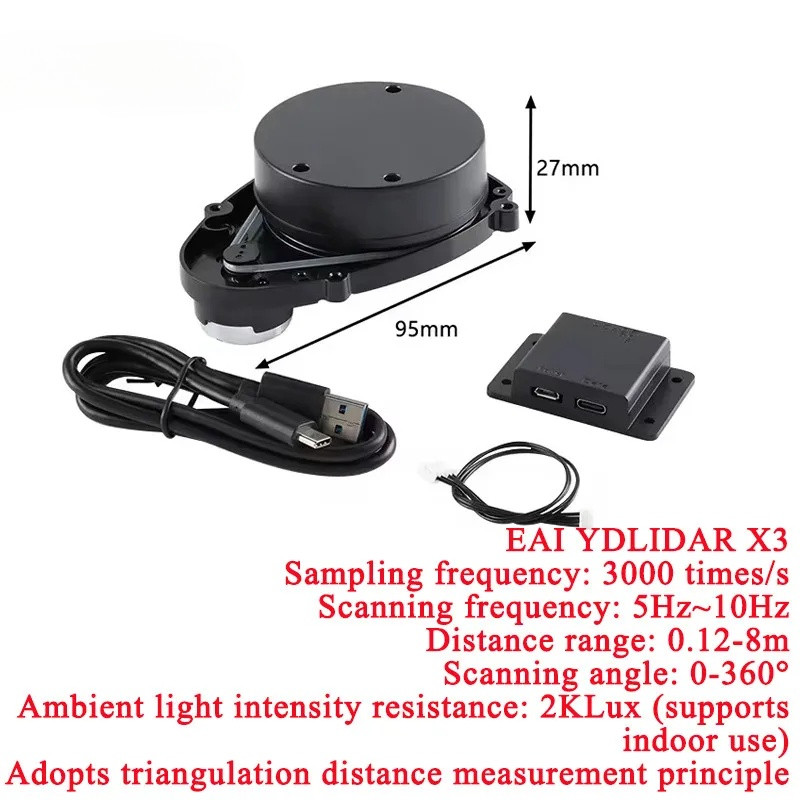 YDLIDAR X3 LIADR TOF 360° เลเซอร์เรดาร์เครื่องสแกนเนอร์โมดูลเซ็นเซอร์ตั้งแต่ 8 เมตร 10Hz Scanning คว