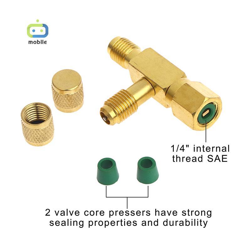 [maygood] 1 ชุด T ประเภท 1/4 "SAE Valve Core Tee Adapter สําหรับเครื่องปรับอากาศและอุปกรณ์ทําความเย็