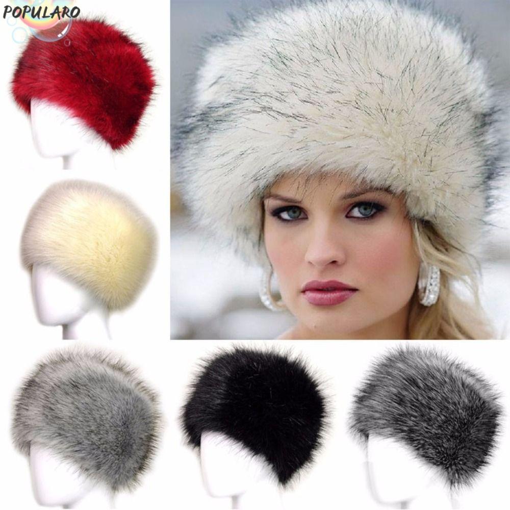 POPULARO Faux Fur Snow Hat Outdoor Earmuff Warmer รัสเซีย Ushanka
