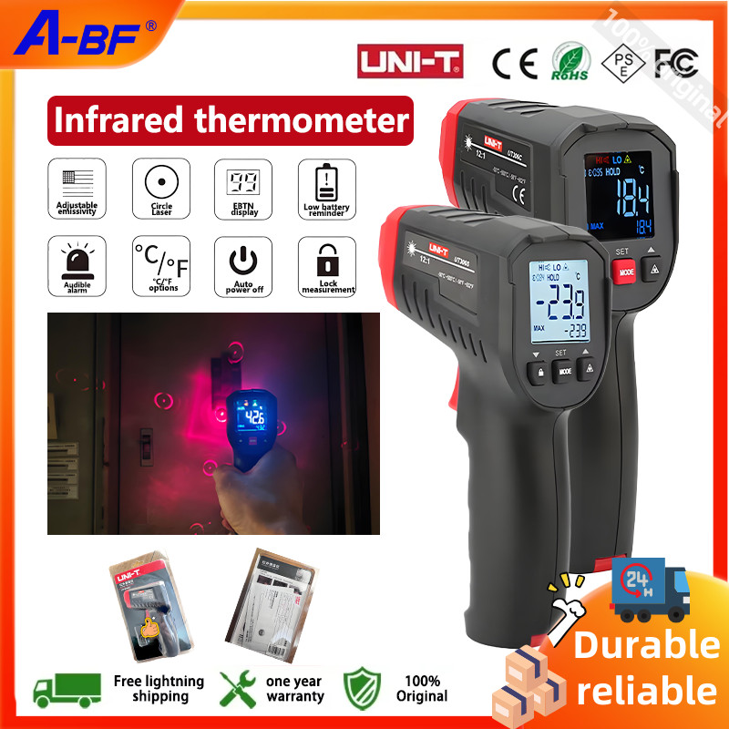UNI-T UT306S UT306C เครื่องวัดอุณหภูมิอินฟราเรดแบบไม่สัมผัสช่วงอุณหภูมิ -50℃~500℃ เลเซอร์แบบวงกลมแบบจุดเดียวเลเซอร์อุตสาหกรรมอาหารการบํารุงรักษาเครื่องจักรการประมวลผลโลหะที่เก็บของเย็น