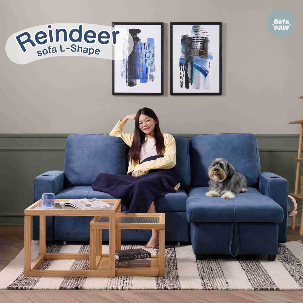 SB Design Square โซฟาเข้ามุมขวา รุ่น Reindeer สีฟ้า (210x166x94 ซม.)  แบรนด์ SB DESIGN SQUARE