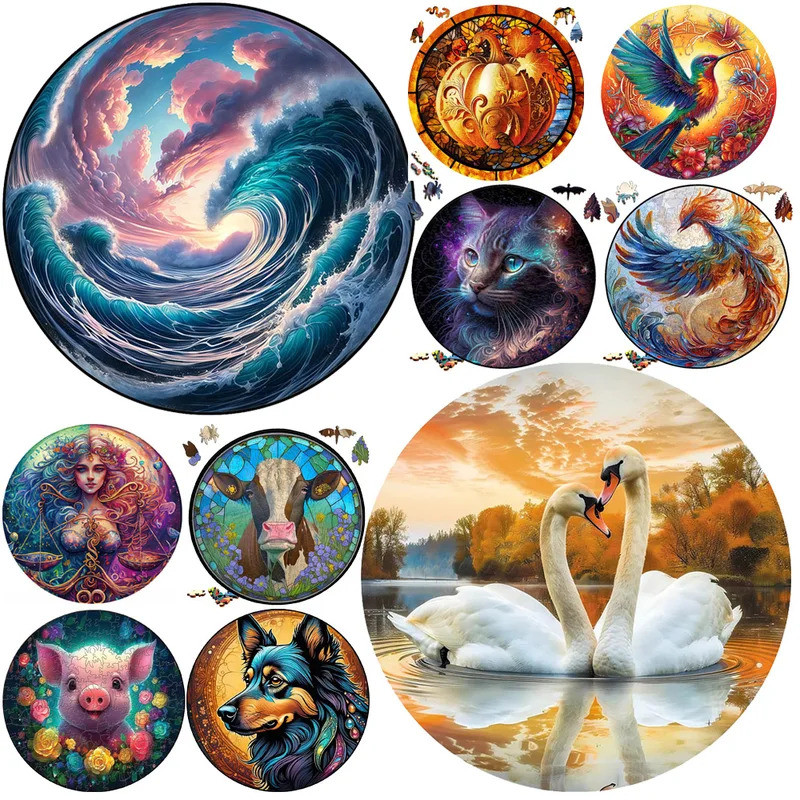Beautiful Swan Wooden Puzzle Medium Difficulty Jigsaws for Kids Adult Animal Puzzle Wood DIY Toys Ho