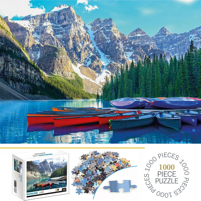 1000 Pieces Moraine Lake Jigsaw Puzzles for Adults Home Decor Games Family Fun Floor Puzzles Educati