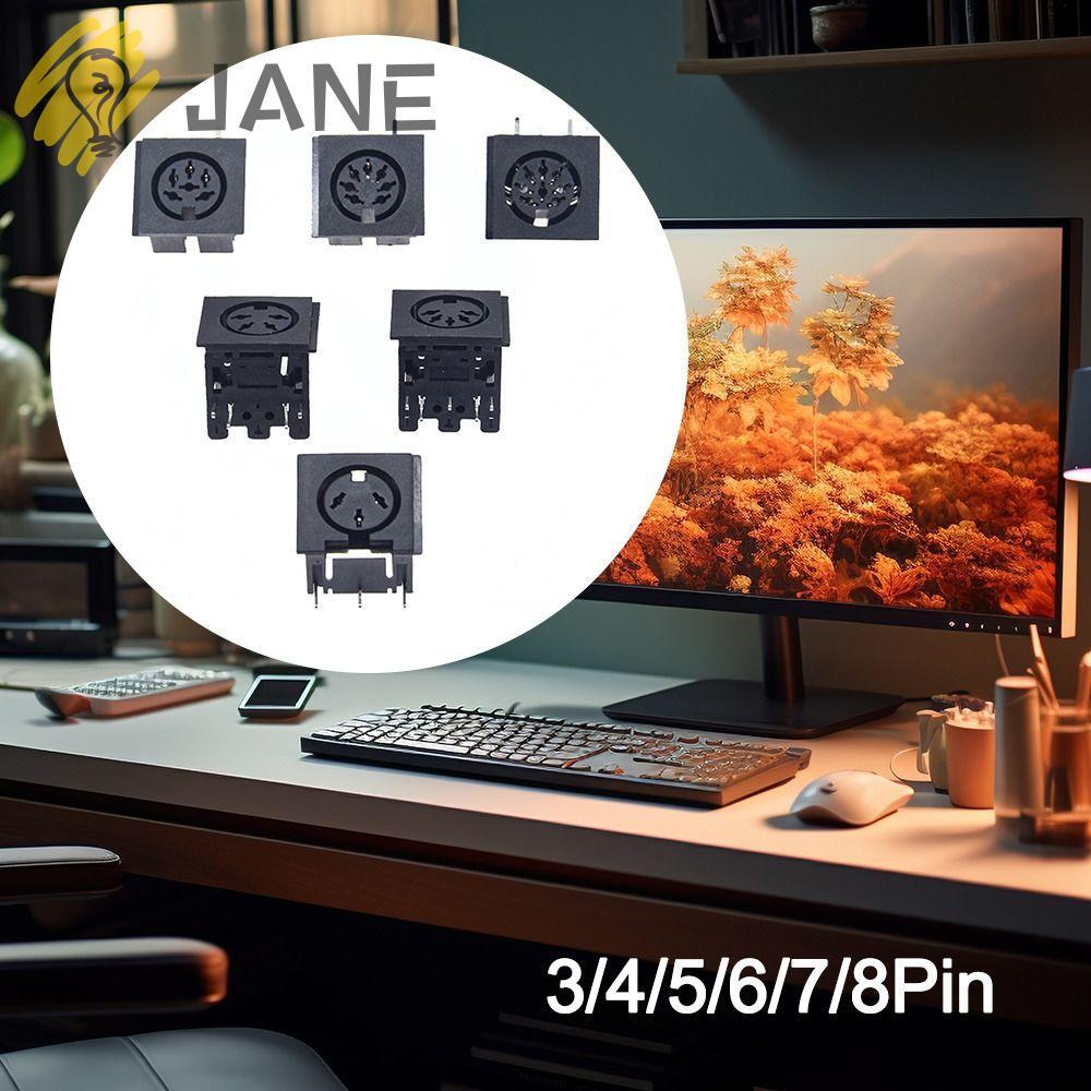 JANE DIN Mini Jack, 4 P/5 P/6 P/7 P/8 P PCB แผง Mount Mini DIN หญิงซ็อกเก็ตขั้วต่อ, DIN ซ็อกเก็ต S T