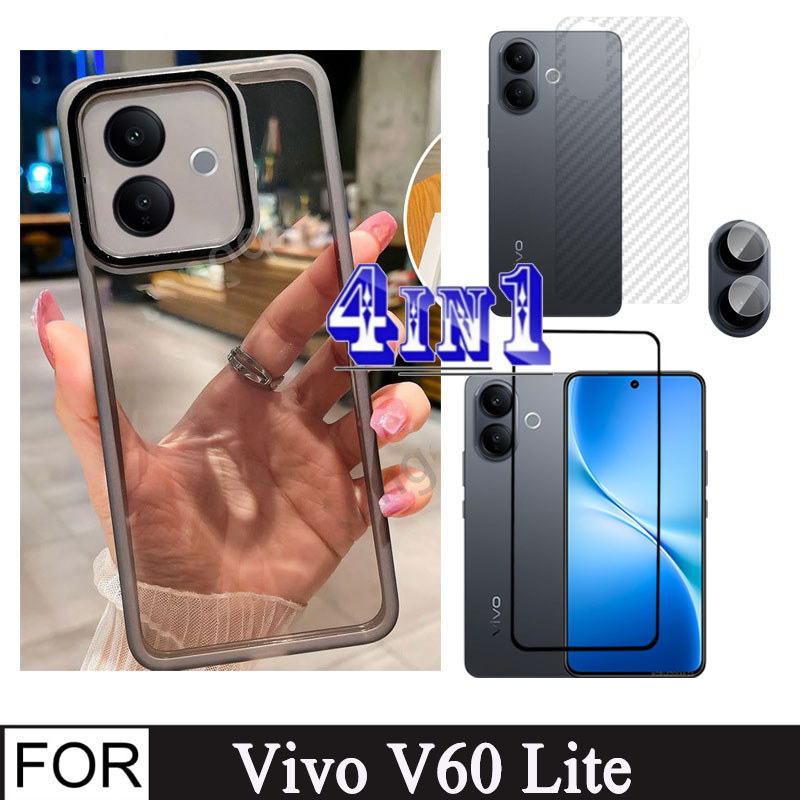 4In1 Vivo V60 Lite ฟิล์มกระจกนิรภัยสําหรับ Vivo V50 Lite V40 Lite ซิลิโคนกันกระแทกเคสโทรศัพท์ + ฟิล์