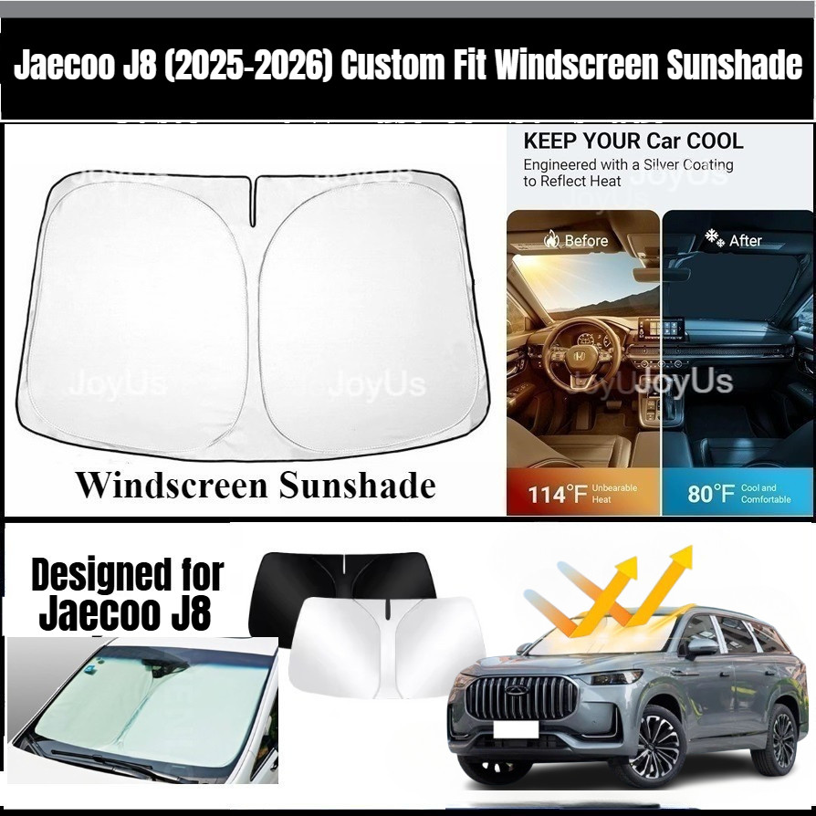 Jaecoo J8 (2025-2026) ฝาครอบบังแดดกระจกหน้ารถแบบ Custom Fit