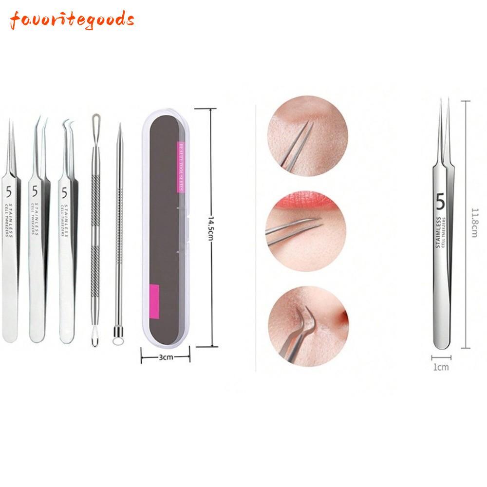 FAVORITEGOODS 4/6 ชิ้น/เซ็ต Blackhead เข็มชุด, Sliver Facial Skin Care Blackhead Extractor เครื่องมือมืออาชีพสแตนเลส Rose Gold Pore Cleanser เครื่องมือความงาม
