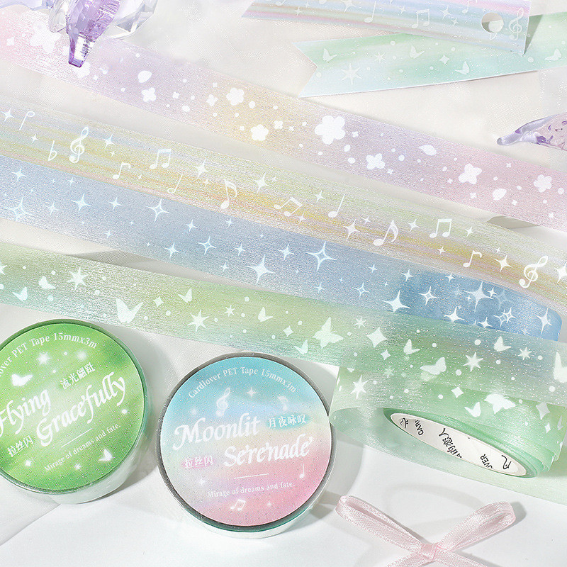 เทป Washi โปร่งใส PET เทปชุด Star ผีเสื้อ flora สติกเกอร์ตกแต่งสําหรับ Scrapbooking Journaling DIY หัตถกรรมกันน้ําหัตถกรรมอุปกรณ์