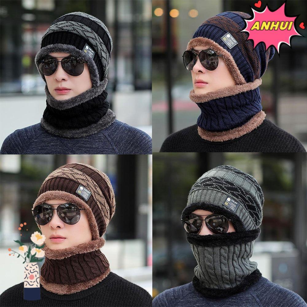 ANHUITYJ หมวกบีนนี่ถัก หมวกกันหนาวระบายอากาศ
