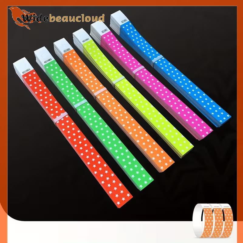 Widebeaucloud 50/100 ชิ้นสายรัดข้อมือกระดาษ Neon Star Tear-Proof สร้อยข้อมือกิจกรรมแบบใช้แล้วทิ้งสําหรับคอนเสิร์ต เทศกาล งานปาร์ตี้ วันหยุด ราคา ถูกที่สุด ดีลบีเคเค