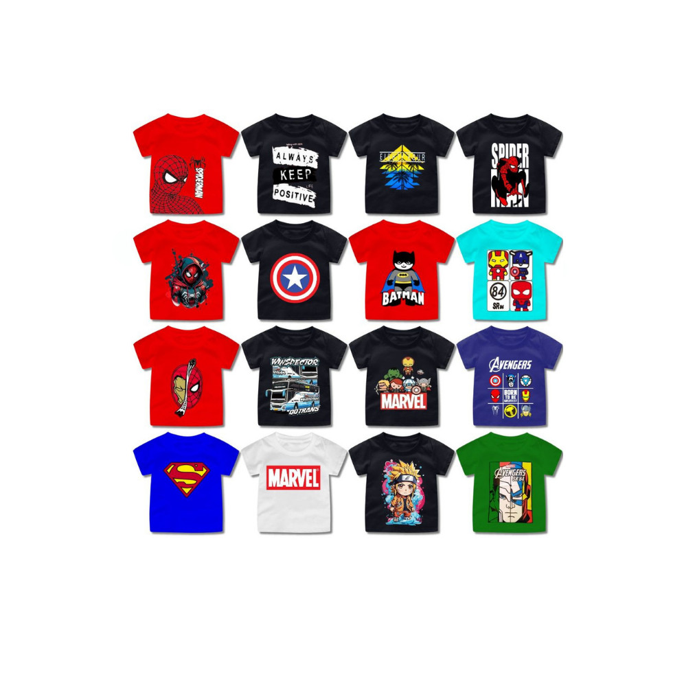 FASHION BOYS เสื้อยืด SPIDERMAN CHARACTER เสื้อผ้าเด็กผู้ชาย Superhero Combed 30s