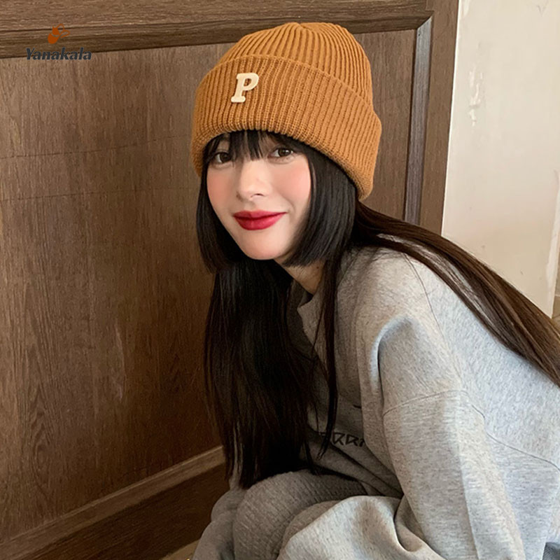 COD🚚เวอร์ชั่นเกาหลี ตัวอักษร P หมวกไหมพรม แฟชั่น อบอุ่น หมวกถัก หมวกกันหนาว สไตล์หวานเย็น-Yanakala - รูปที่ 2
