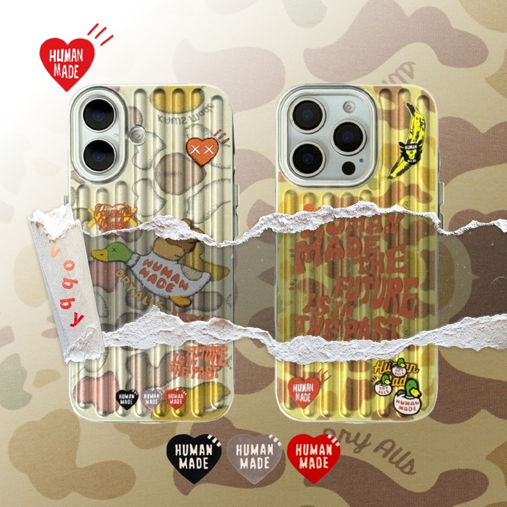 Soft Shell HUMAM MADE Duck Label Bright พื้นผิวกระเป๋าเดินทางเคสโทรศัพท์เหมาะสําหรับIPhone17 17AIR 1