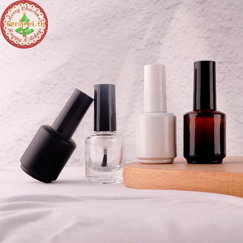 FENGFEI 15ml แก้วใสขวดยาทาเล็บที่ว่างเปล่าพร้อมฝาปิดแปรงคอนเทนเนอร์เครื่องสําอางขวดแก้วเล็บพร้อมแปรง TH