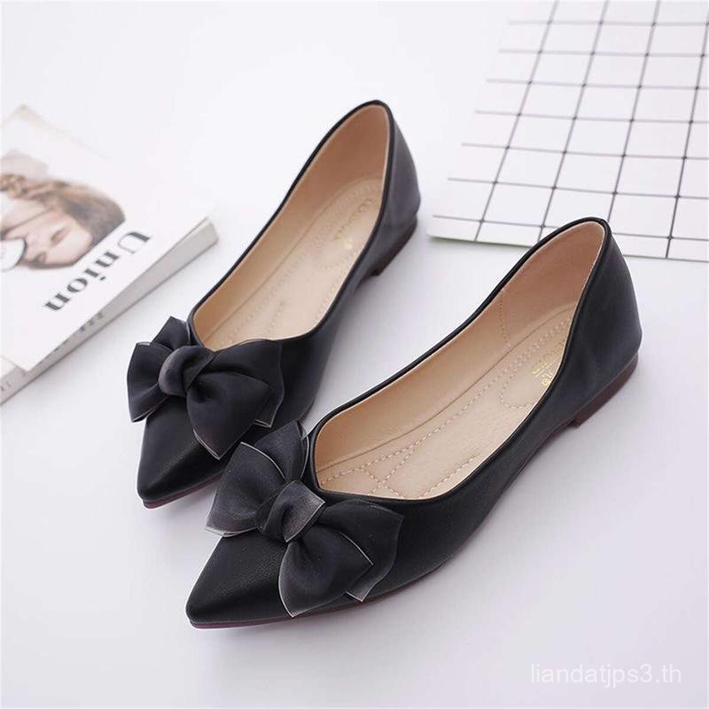 Focus shoes mall(มาใหม่) รองเท้าฟิบฟอบผู้หญิง รองเท้าสลิปออ รองเท้าคัชชู ส้นแบน รองเท้าโบว์ รองเท้าแ